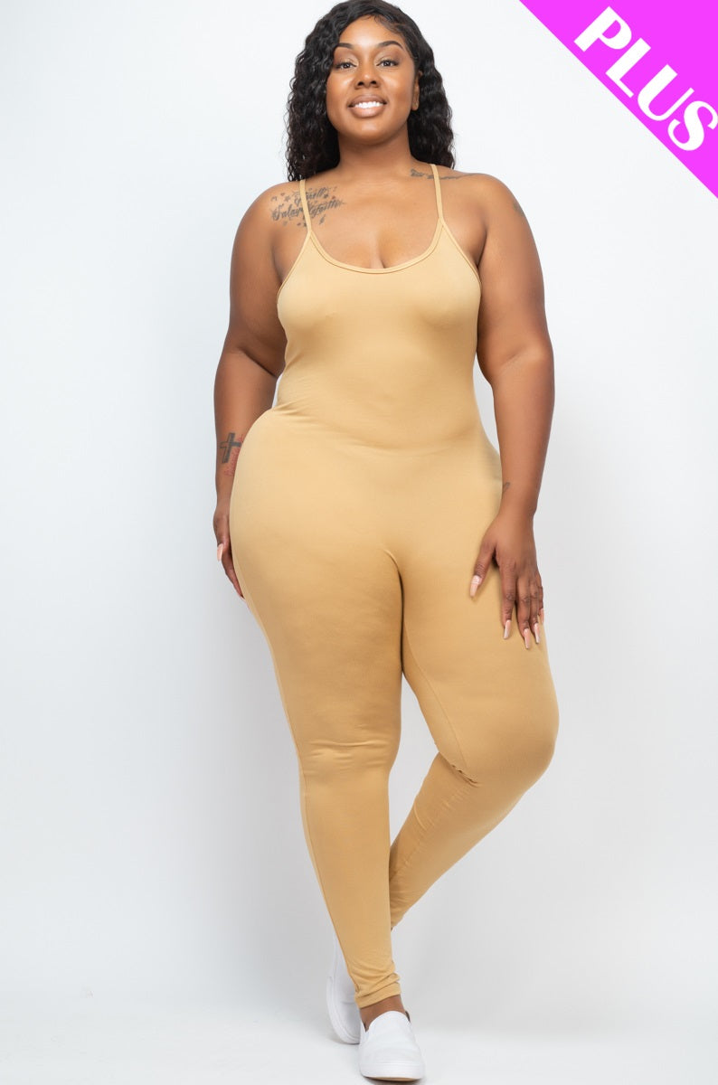 Plus Size Solid Bodycon Cami Jumpsuit (CAPELLA)