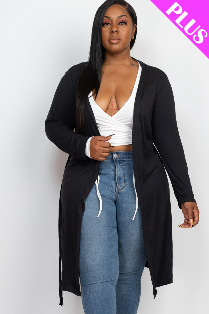 Plus Size Long Belted Cardigan (CAPELLA)