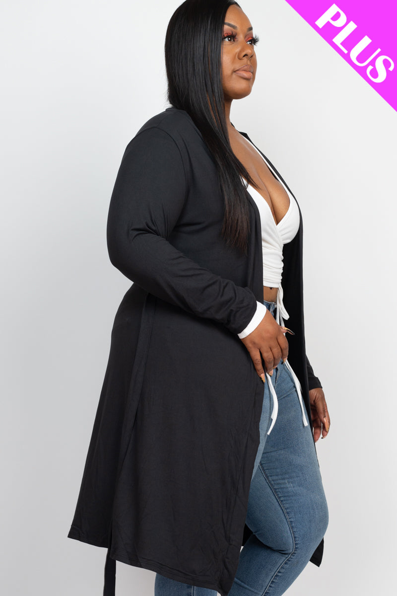 Plus Size Long Belted Cardigan (CAPELLA)