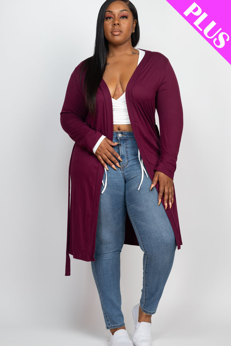 Plus Size Long Belted Cardigan (CAPELLA)