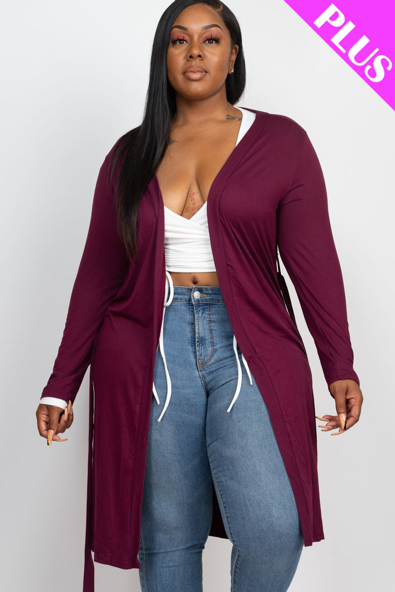 Plus Size Long Belted Cardigan (CAPELLA)