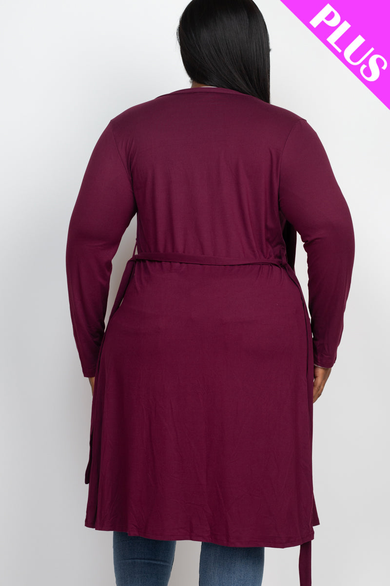 Plus Size Long Belted Cardigan (CAPELLA)