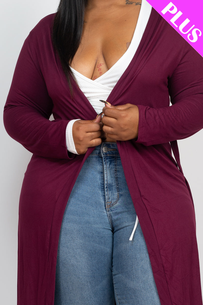Plus Size Long Belted Cardigan (CAPELLA)