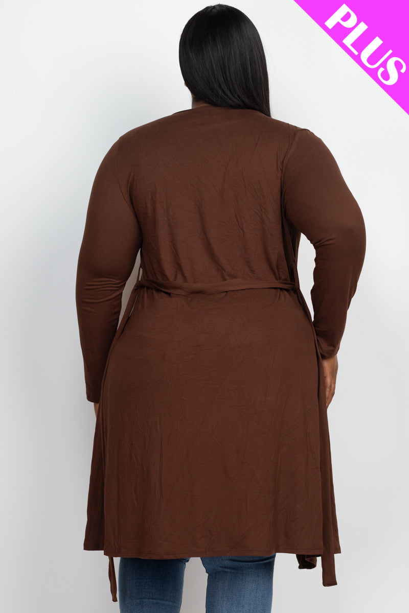 Plus Size Long Belted Cardigan (CAPELLA)