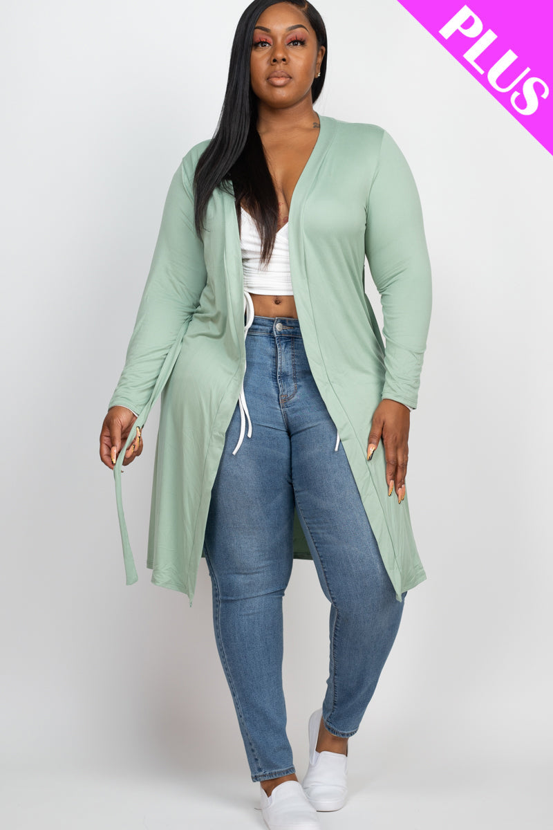 Plus Size Long Belted Cardigan (CAPELLA)
