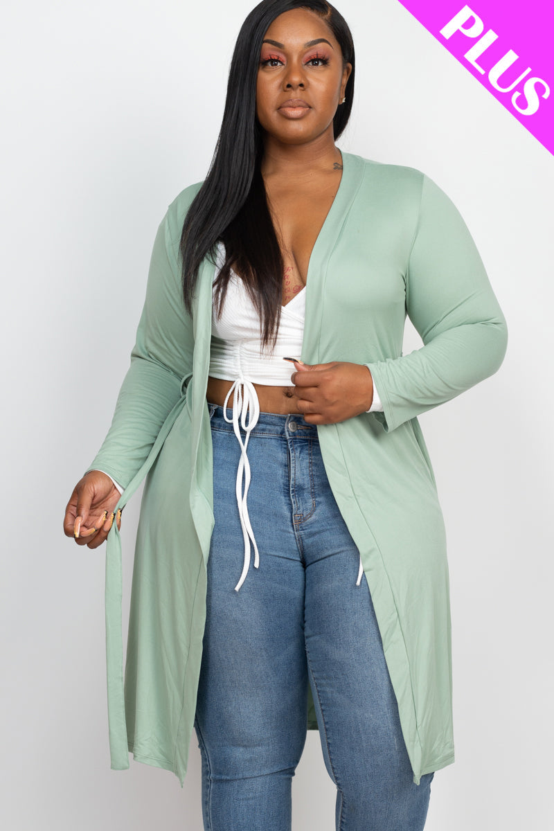 Plus Size Long Belted Cardigan (CAPELLA)
