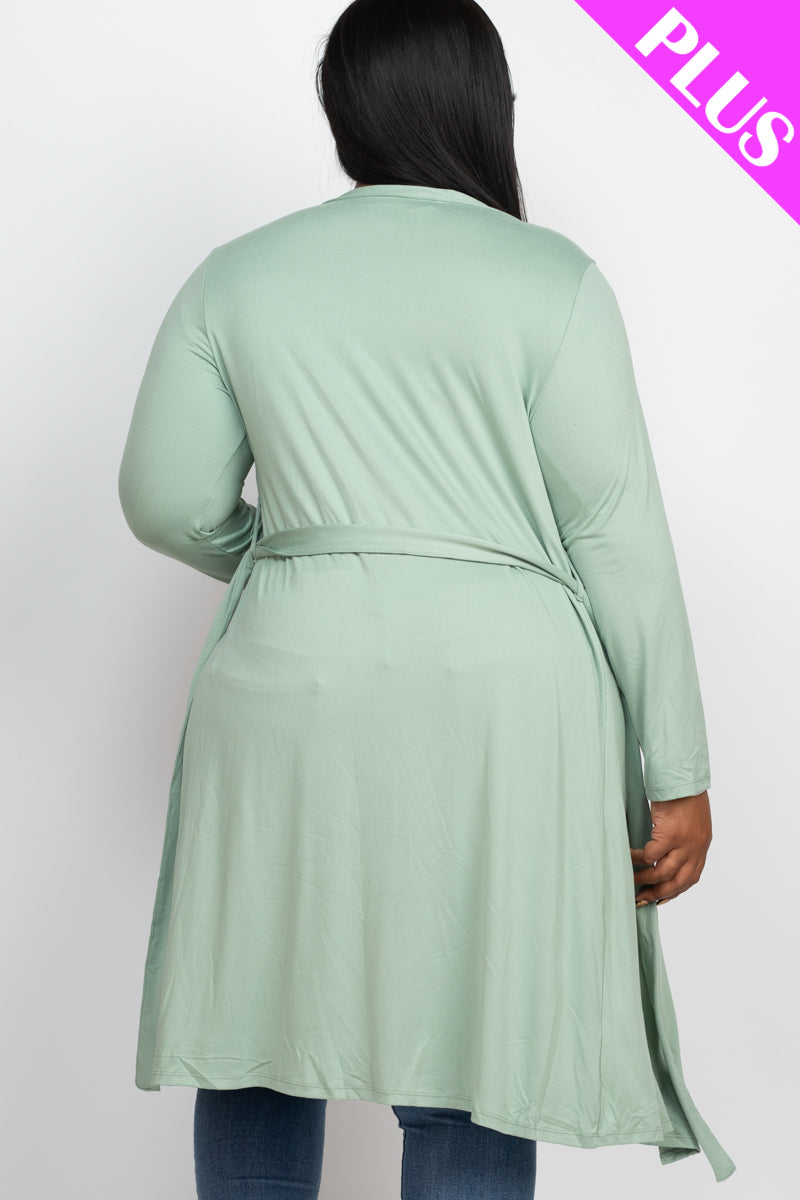 Plus Size Long Belted Cardigan (CAPELLA)