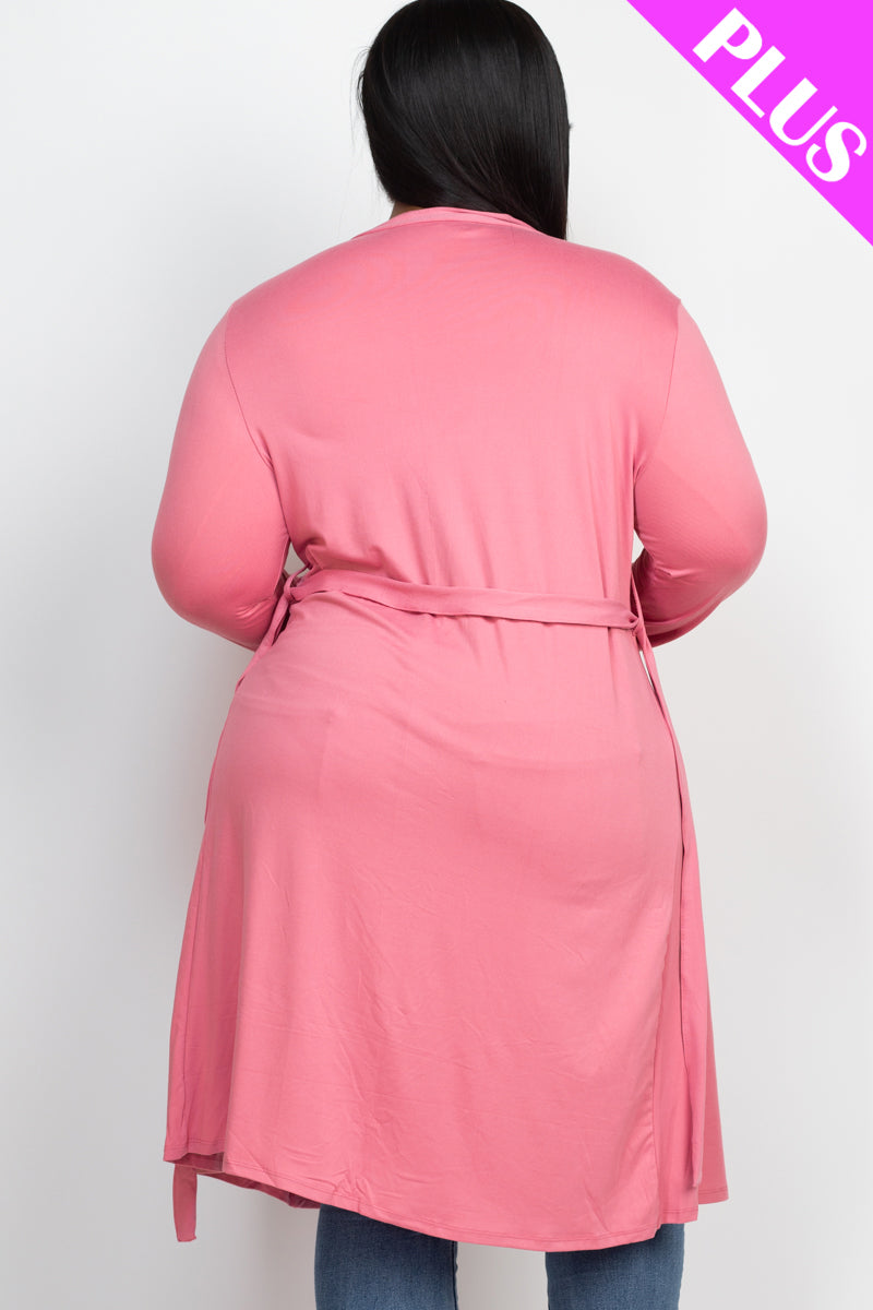 Plus Size Long Belted Cardigan (CAPELLA)