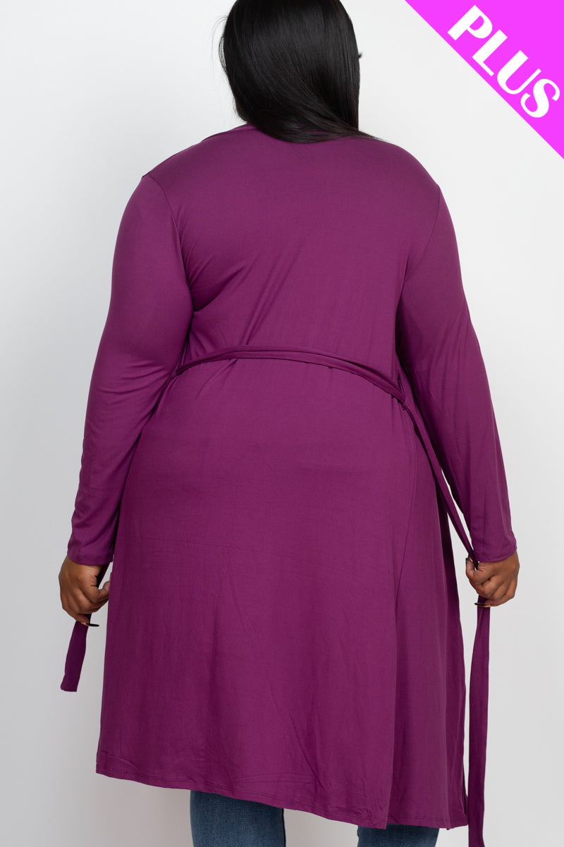 Plus Size Long Belted Cardigan (CAPELLA)