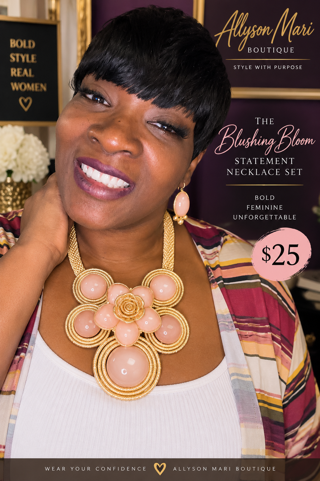The Blushing Bloom Statement Necklace Set