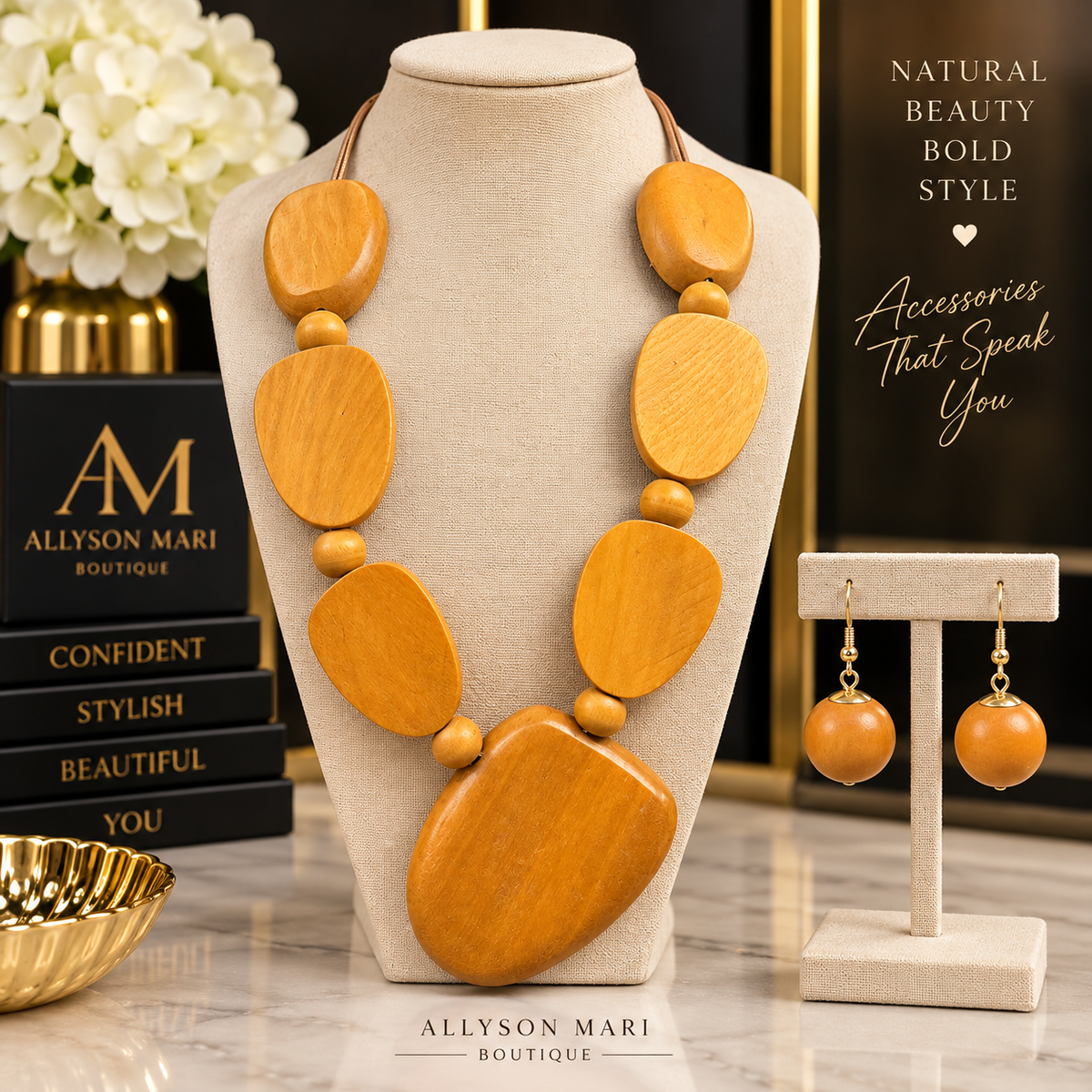 Naturally Bold Wooden Statement Set N-107
