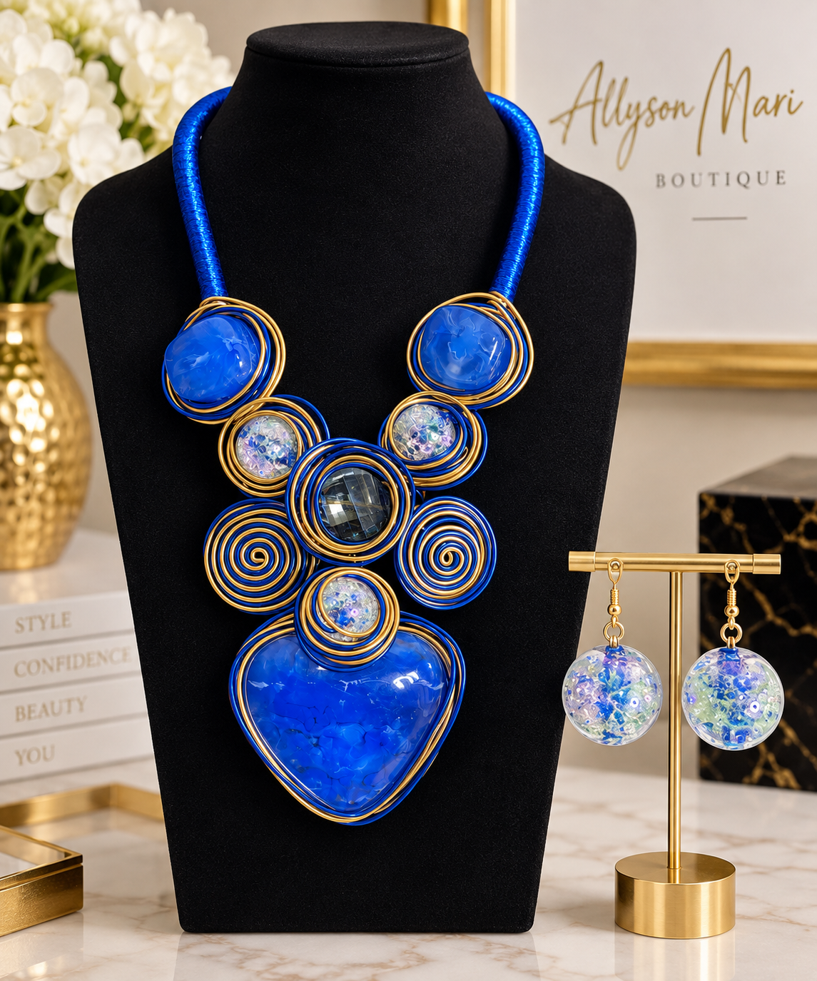 The Blue Authority Statement Necklace Set