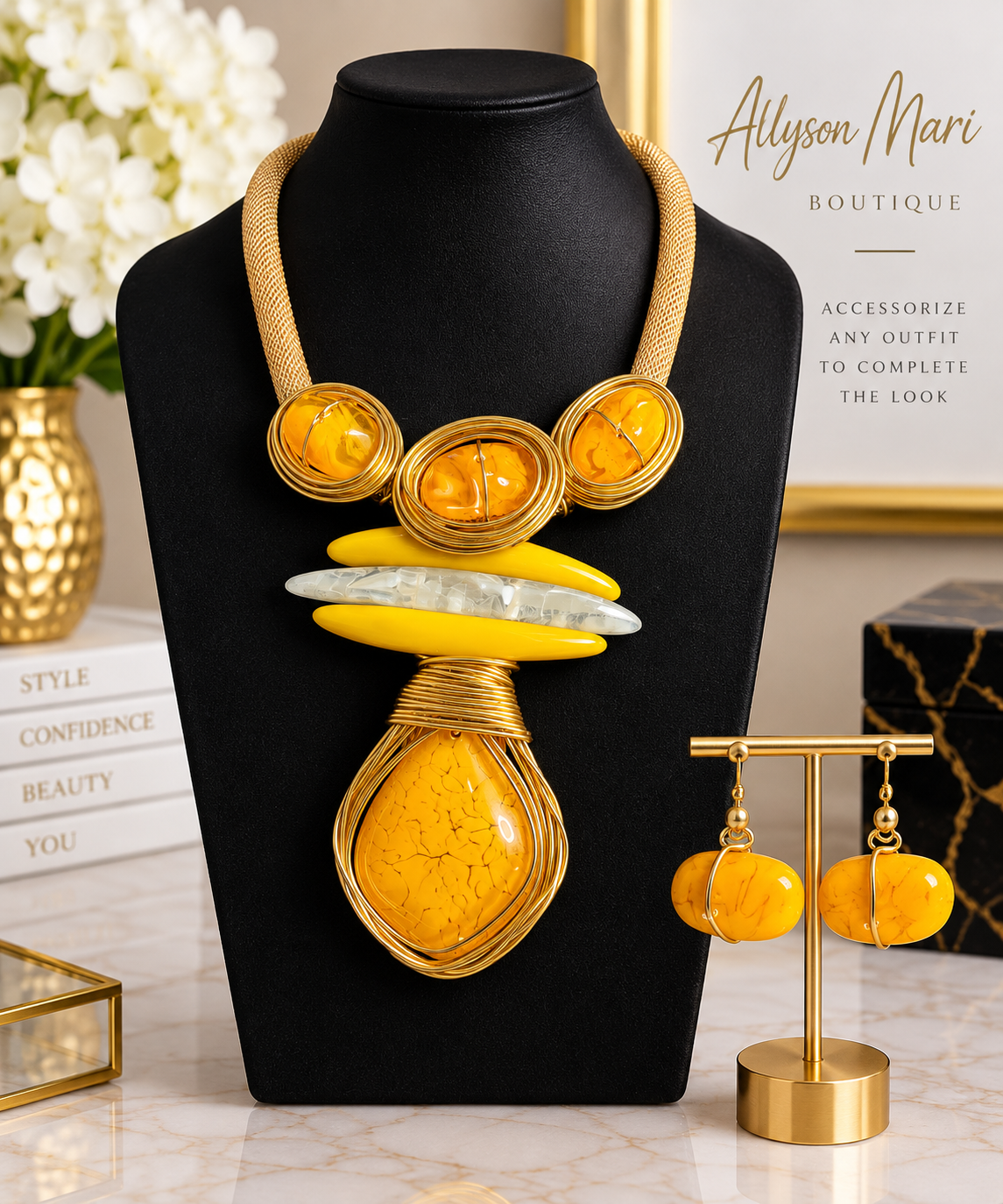The Golden Glow Statement Necklace Set