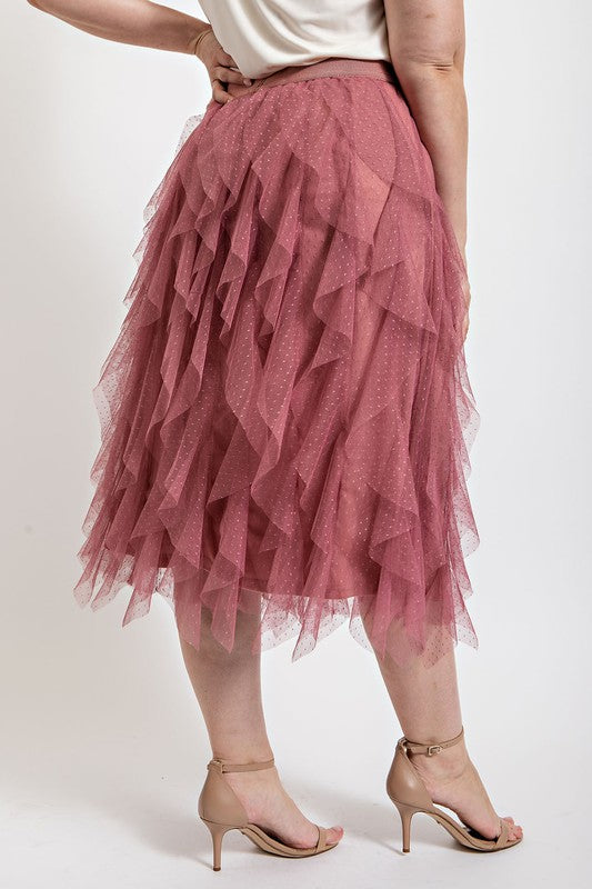 Rosé Romance Ruffle Midi Skirt
