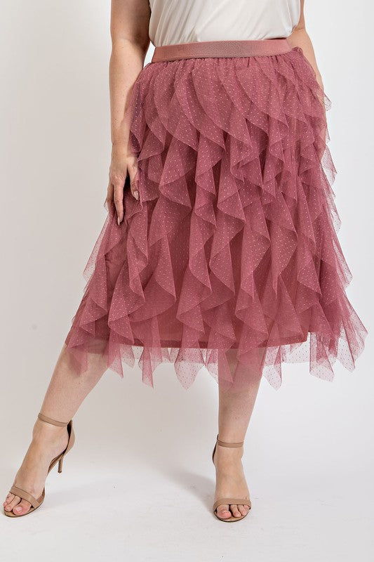 Rosé Romance Ruffle Midi Skirt