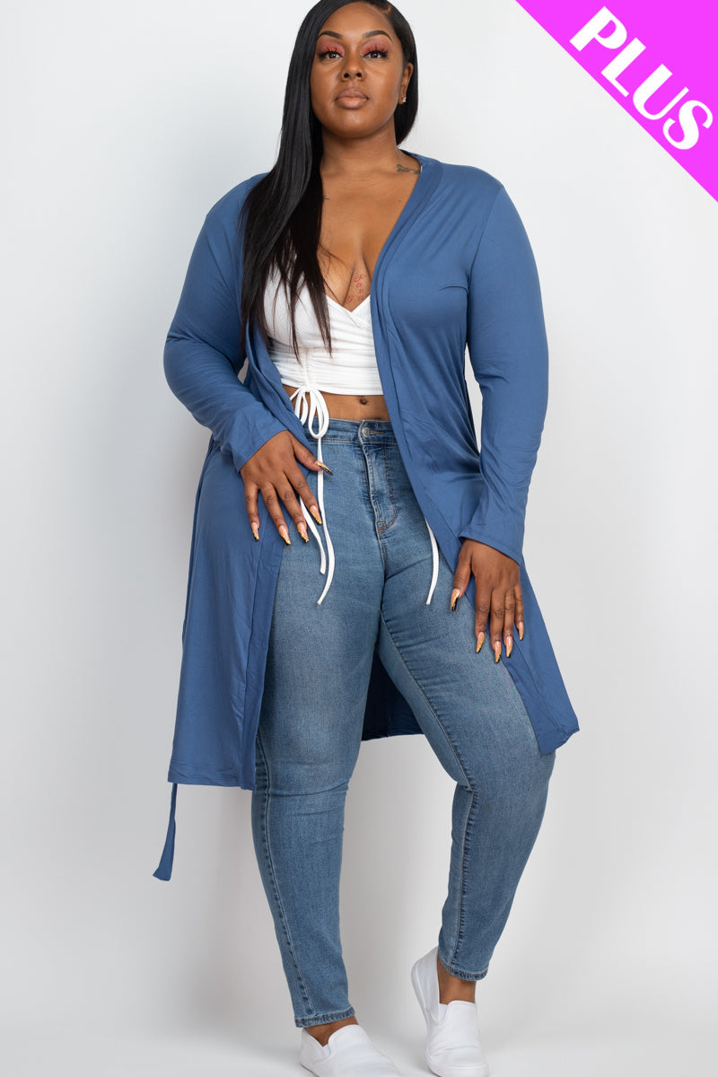 Plus Size Long Belted Cardigan (CAPELLA)