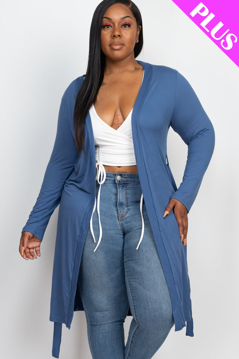Plus Size Long Belted Cardigan (CAPELLA)