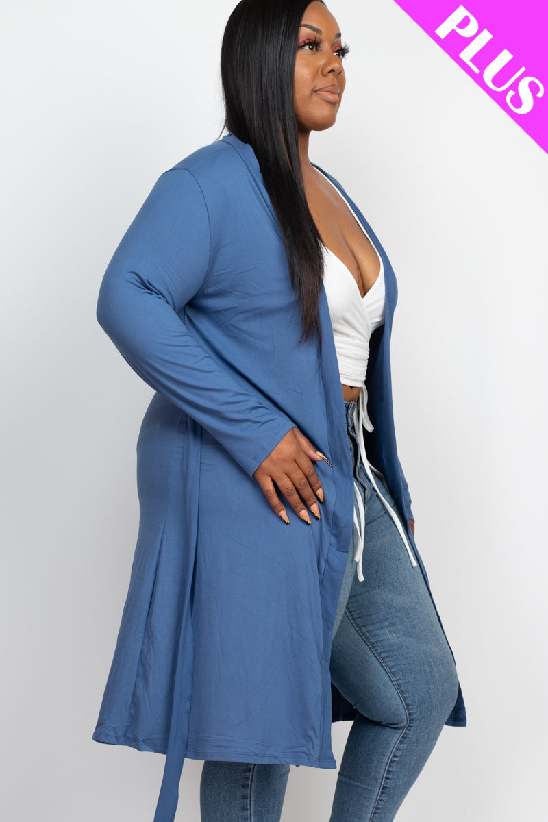 Plus Size Long Belted Cardigan (CAPELLA)