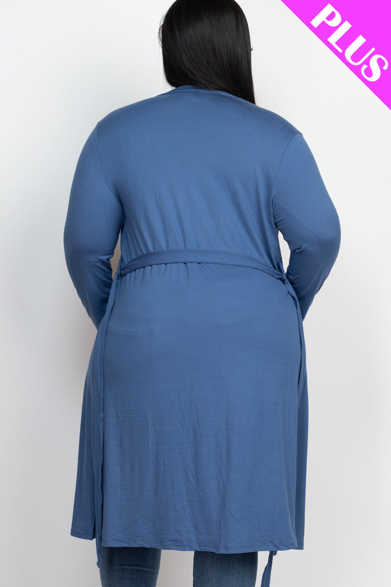 Plus Size Long Belted Cardigan (CAPELLA)