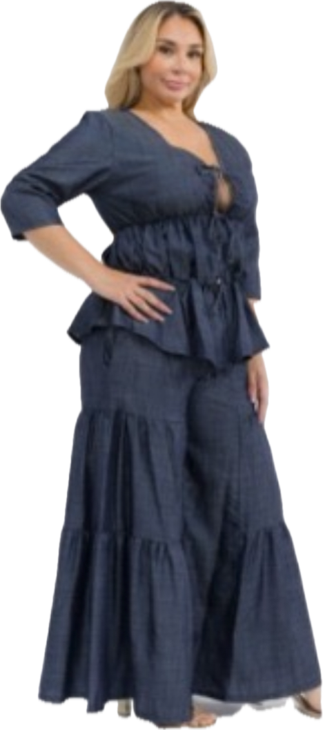 The Denim Darling Tiered Lounge Set