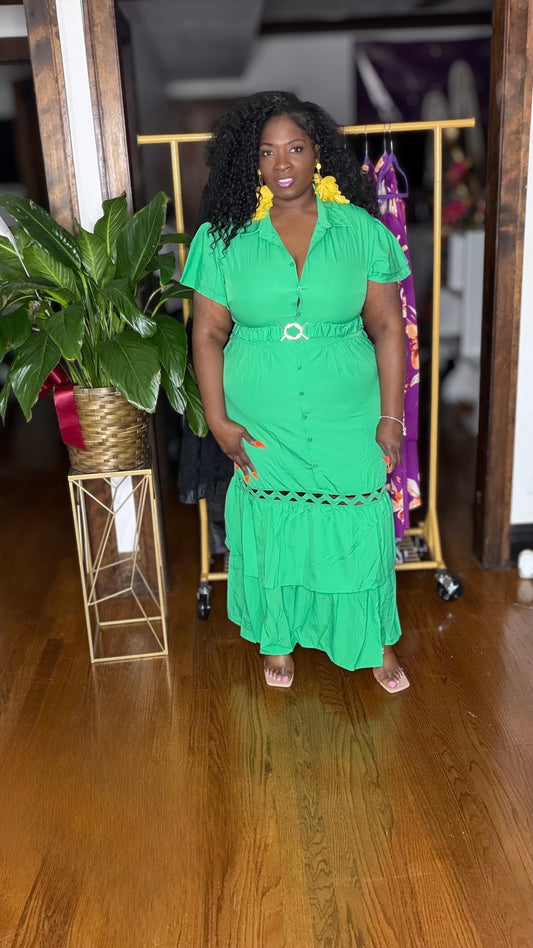 The Emerald Elegance Midi Dress