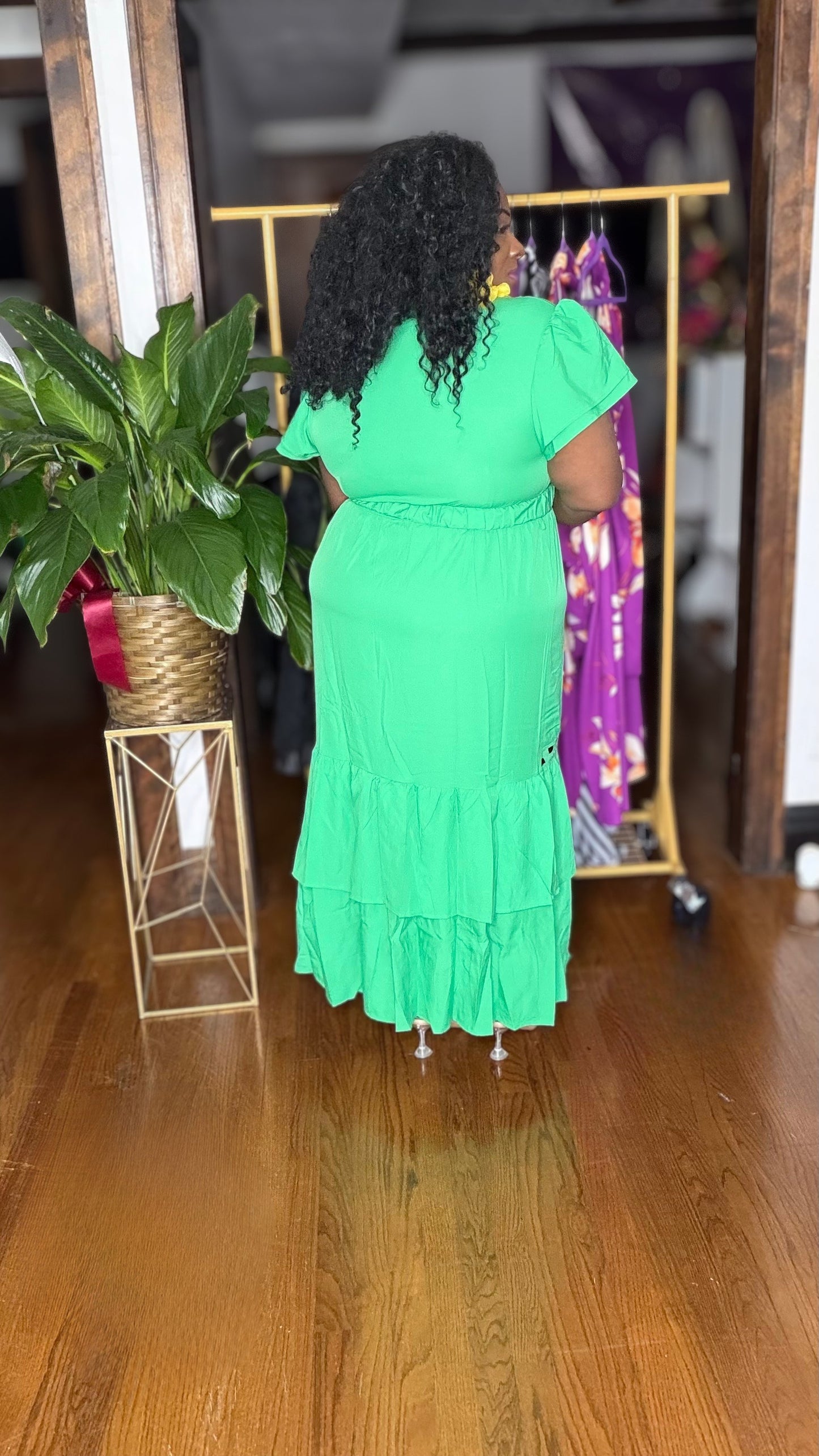 The Emerald Elegance Midi Dress