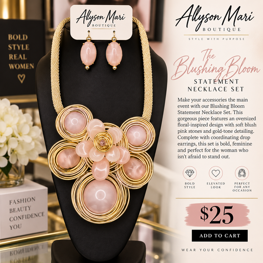 The Blushing Bloom Statement Necklace Set N-102