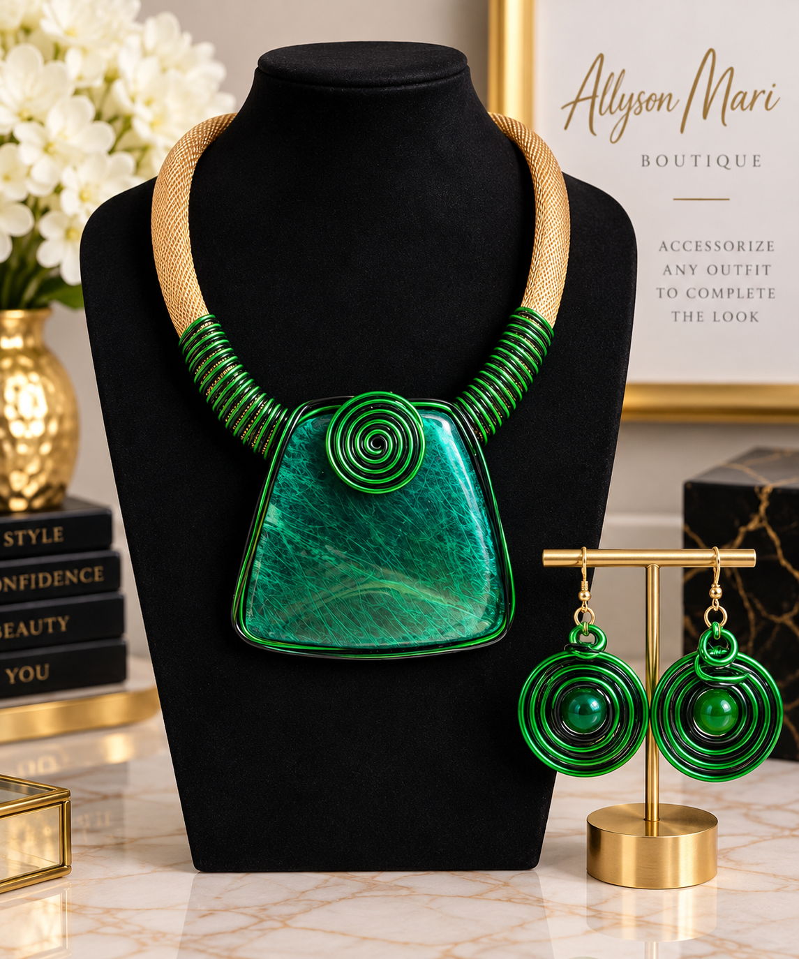 The Emerald Impact Statement Necklace Set