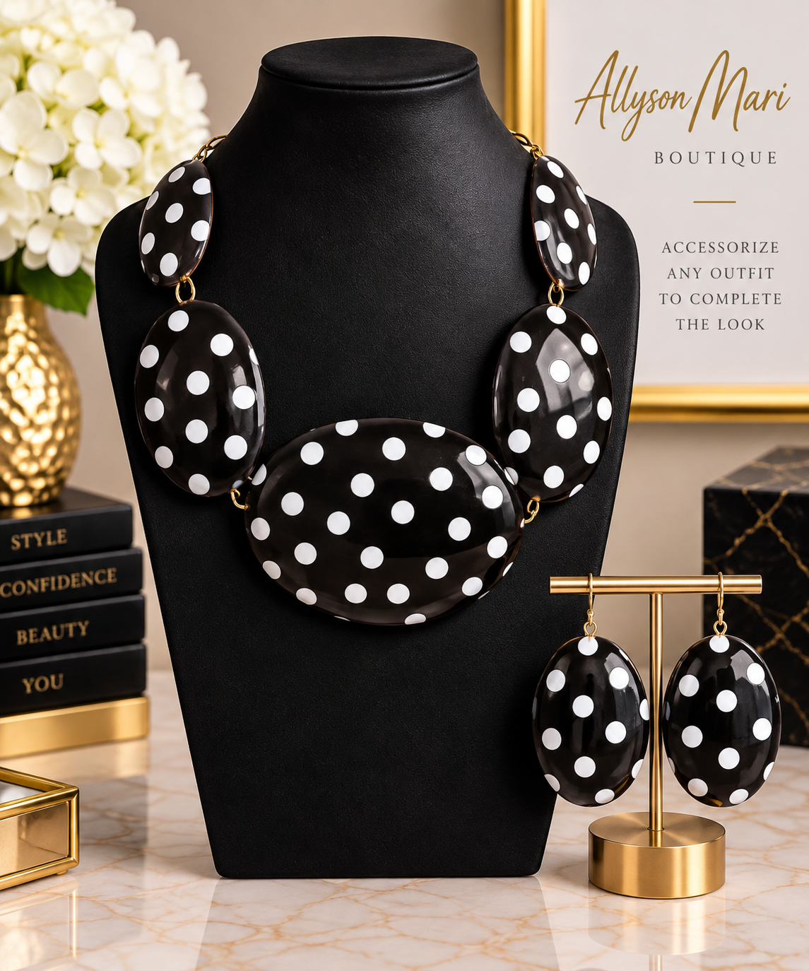 The Polka Dot Power Statement Necklace Set